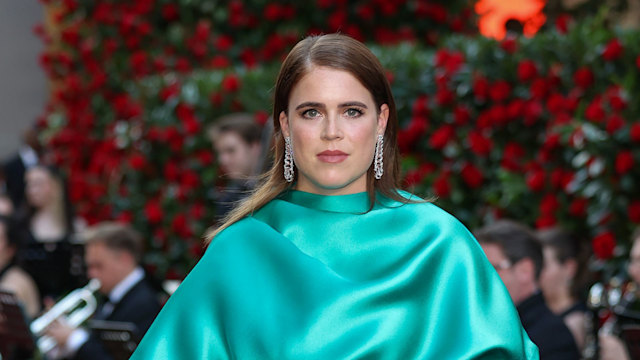 Princess Eugenie of York attends Vogue World: London 2023 in a green satin gown