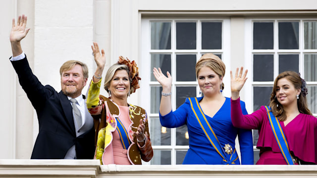 Dutch royals on the balcony at Noordeinde Palace on Prince's Day