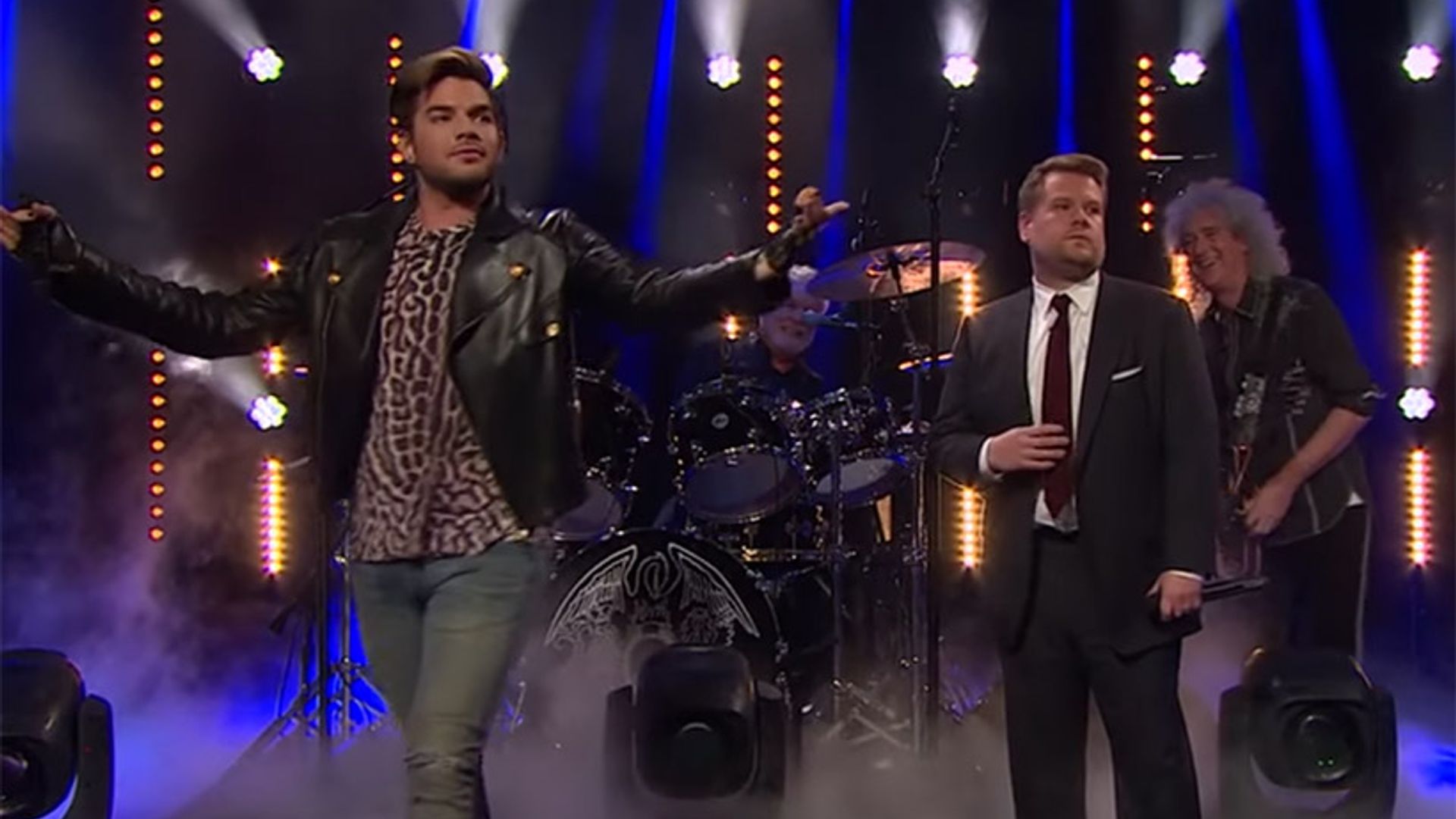 James Corden performs with Adam Lambert and Queen in epic 'Front Man Battle'