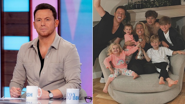 Joe Swash split with photo of joe with wife Stacey Solomon and five kids