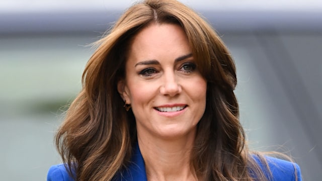 The Princess of Wales smiling in a blue blazer