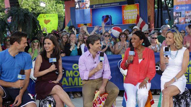 GOOD MORNING AMERICA - The Beach Boys bring their 50th Anniversary reunion tour to "Good Morning America," 6/15/12, performing live from Central Park and airing on the Walt Disney Television via Getty Images Television Network. CAMERON MATHISON, BIANNA GOLODRYGA, GEORGE STEPHANOPOULOS, ROBIN ROBERTS, LARA SPENCER