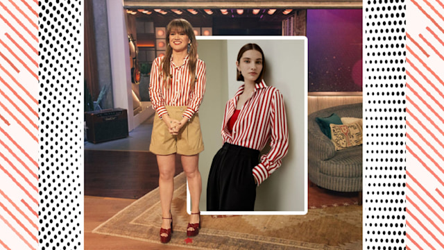 kelly clarkson red and white lilysilk striped blouse