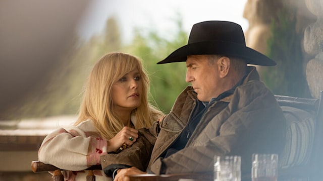 Kelly Reilly and Kevin Costner in Yellowstone