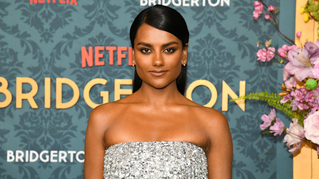 Simone Ashley at the world premiere of "Bridgerton" season 3 held at Alice Tully Hall on May 13, 2024 in New York City. (Photo by Kristina Bumphrey/Variety via Getty Images)