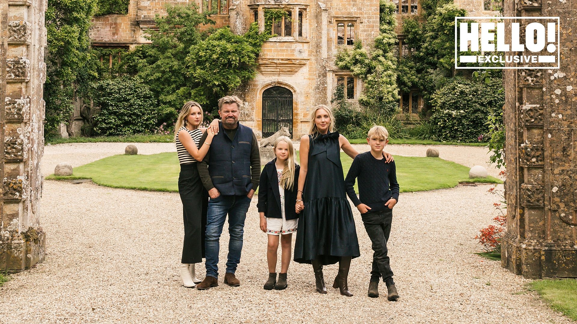 Parnham Park owners James and Sophie Perkins posing with their three children