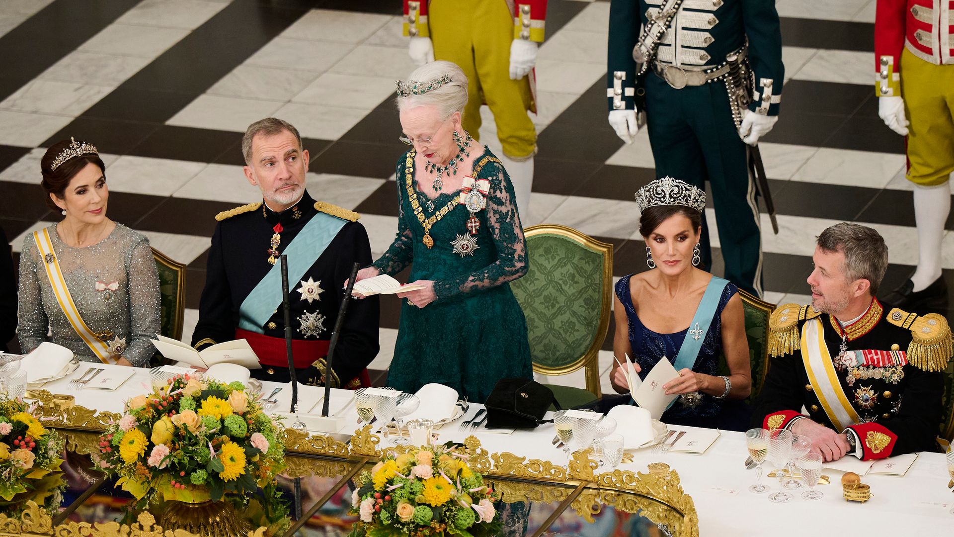Queen Margrethe gave a speech during the dinner