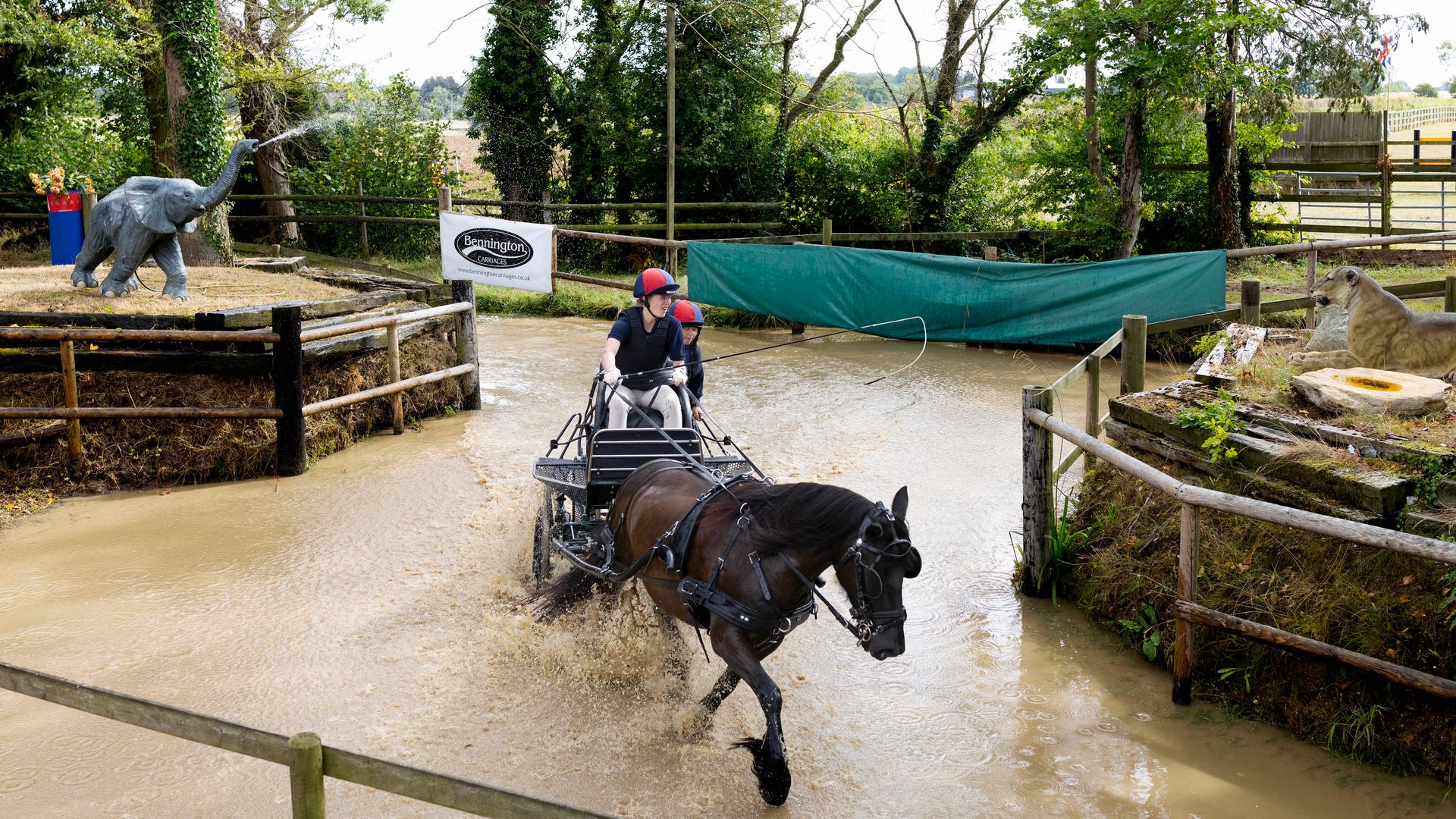 Lady Louise Windsor carriage driving through a water section