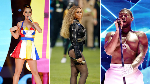 Katy Perry, Beyoncé and Usher perform at the Super Bowl halftime show