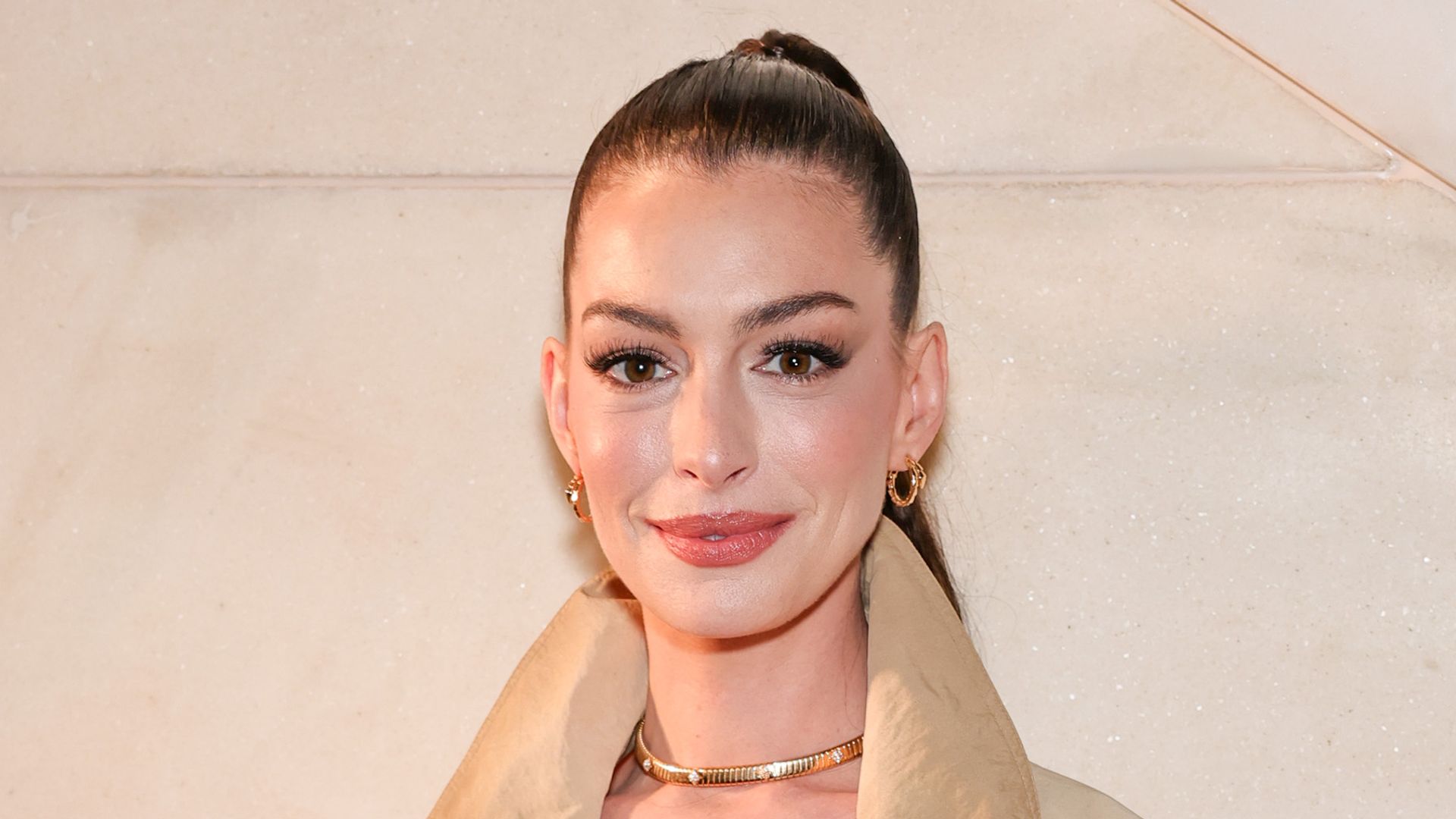 Anne Hathaway attends the Ralph Lauren Collection Fall 2025 on April 17, 2025 in New York City. (Photo by Theo Wargo/Getty Images)