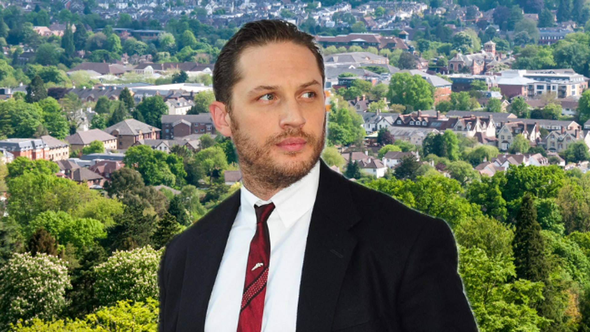 tom hardy with countryside behind him