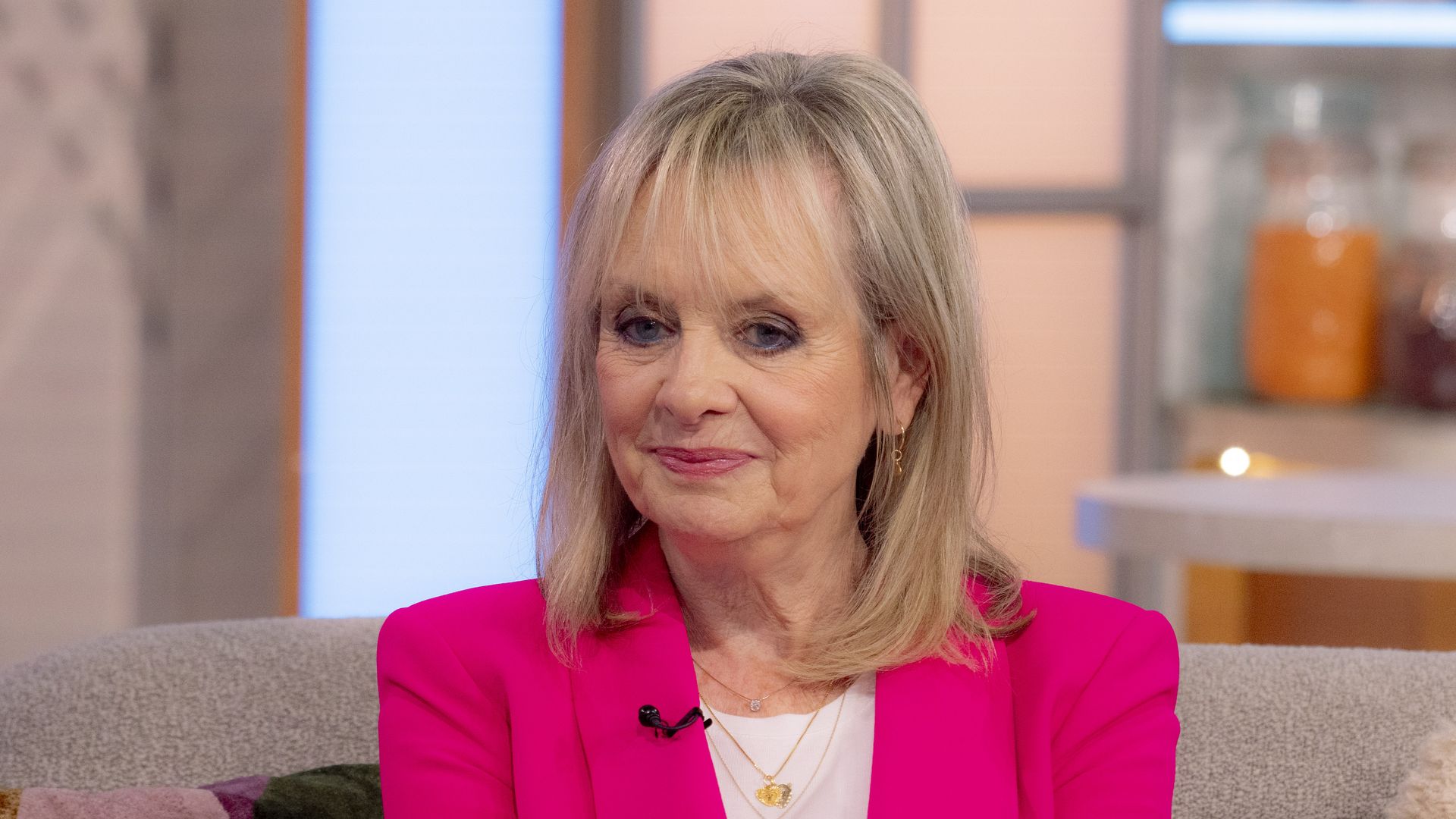 Twiggy in a pink suit on Lorraine