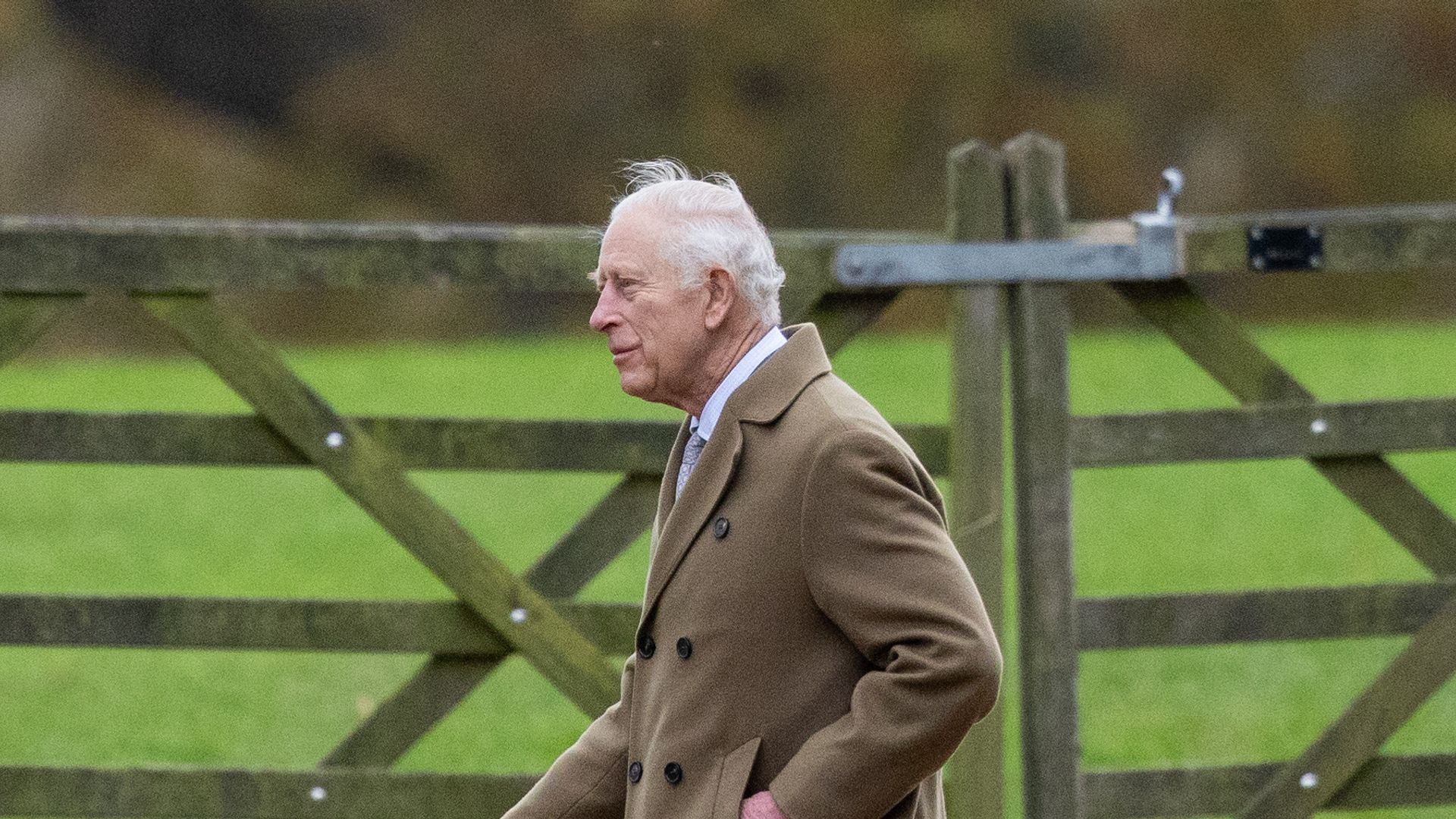 King Charles braves storm for church outing amid Queen Camilla’s recovery