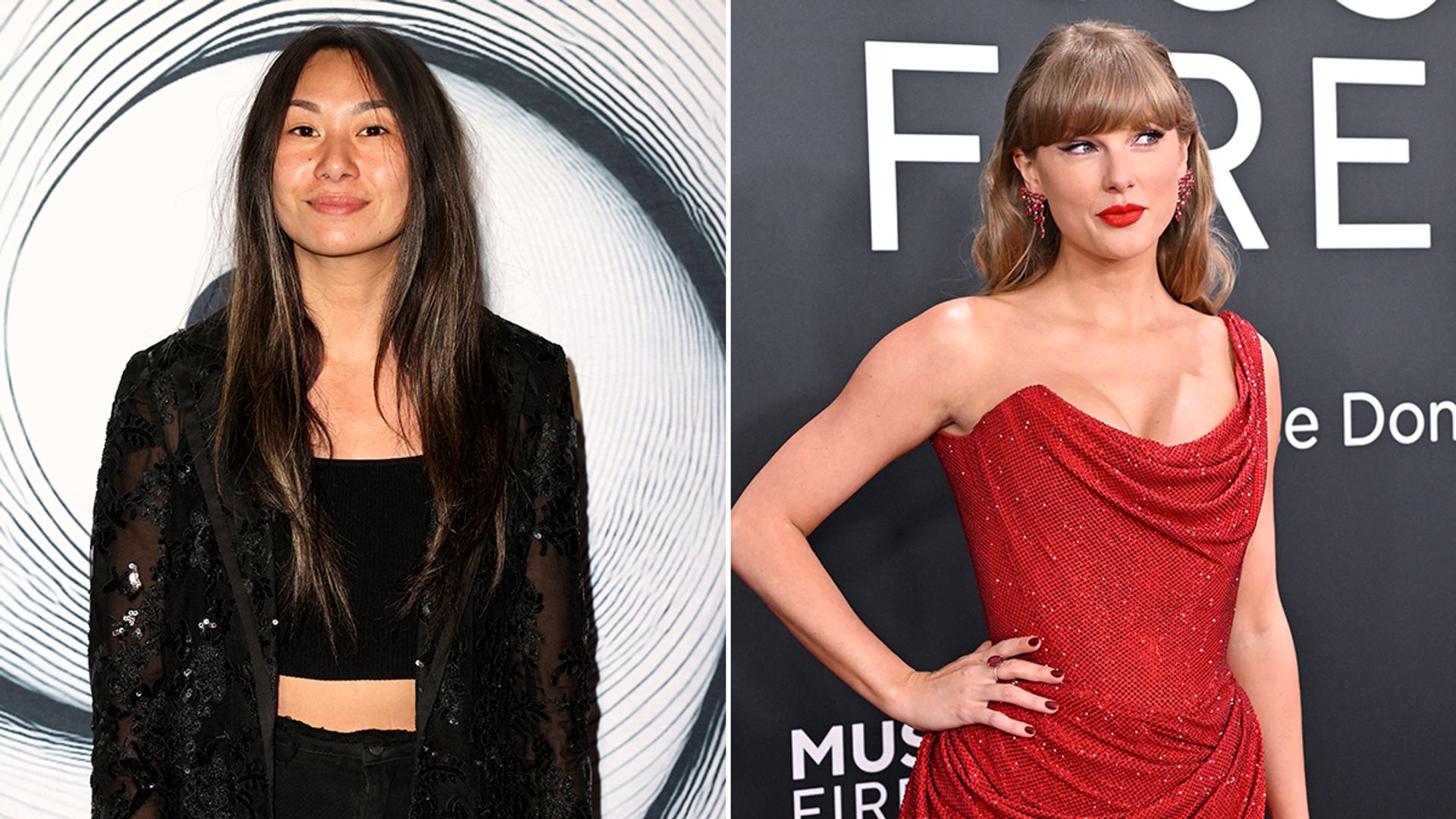 Split image of Lucy Guo and Taylor Swift