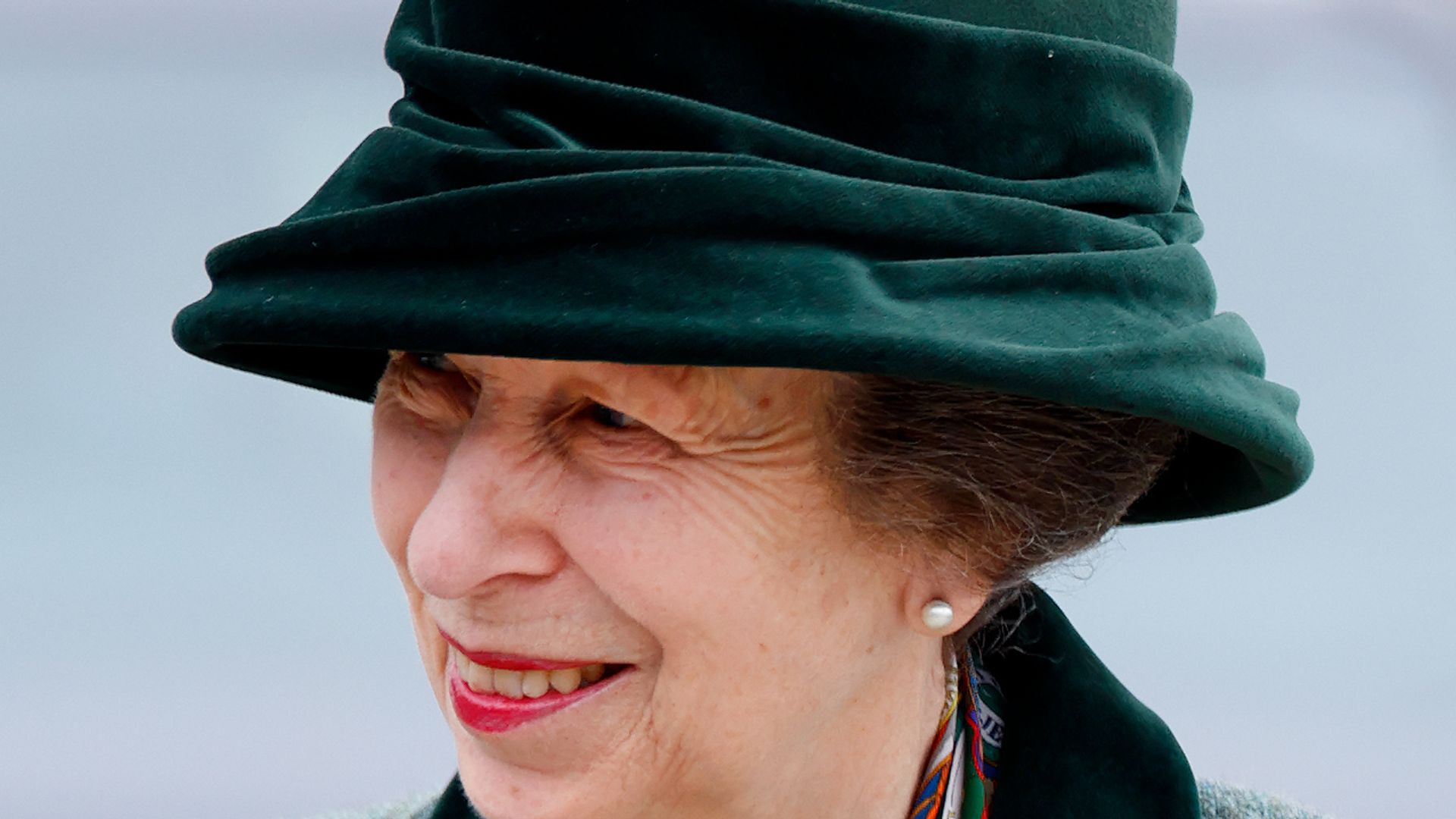 Princess Anne, Princess Royal attends day 3 'St Patrick's Thursday' of the Cheltenham Festival at Cheltenham Racecourse on March 14, 2024 in Cheltenham, England. 