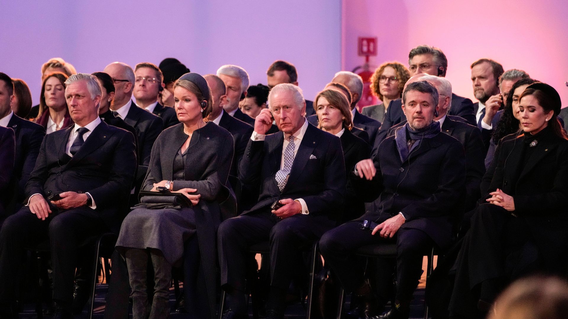 King Charles pays tribute with King Frederik, Queen Mary and Queen Letizia at Auschwitz commemoration