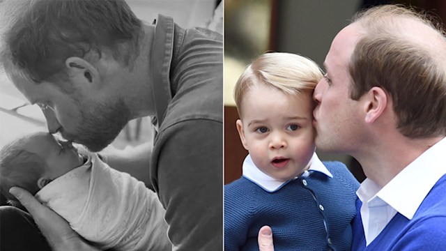 Royal dads kissing their kids