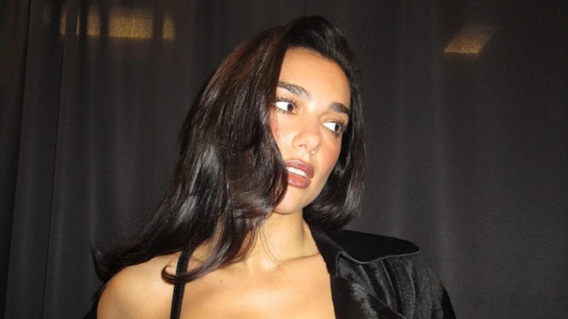 Dua Lipa poses in a velvet bra and matching blazer on her Instagram