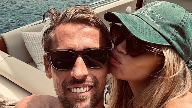 Abbey Clancy with shirtless Peter Crouch on a yacht 