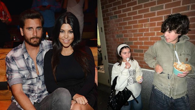 Kourtney and Scott with Mason and Penelope side by side 