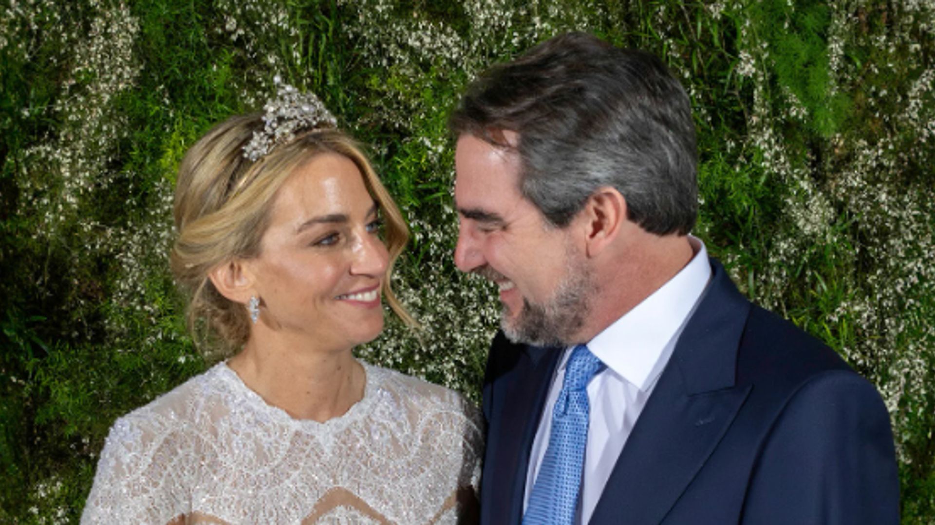 Prince Nikolaos and Chrysí Vardinogiánni look the picture of marital bliss in official wedding photos