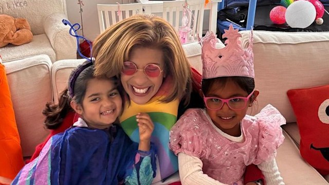 Hoda Kotb poses with daughter Hope (L) and Haley for Halloween