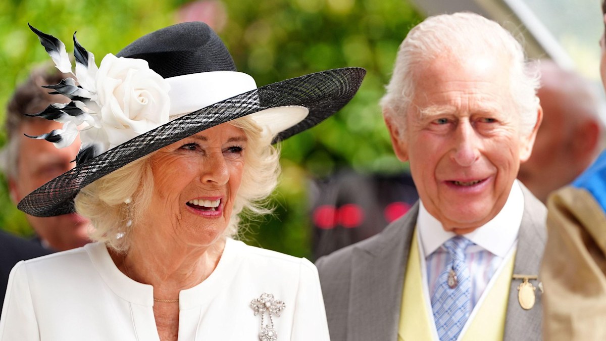 King Charles and Queen Camilla are all smiles during the final royal procession at Royal Ascot 2025