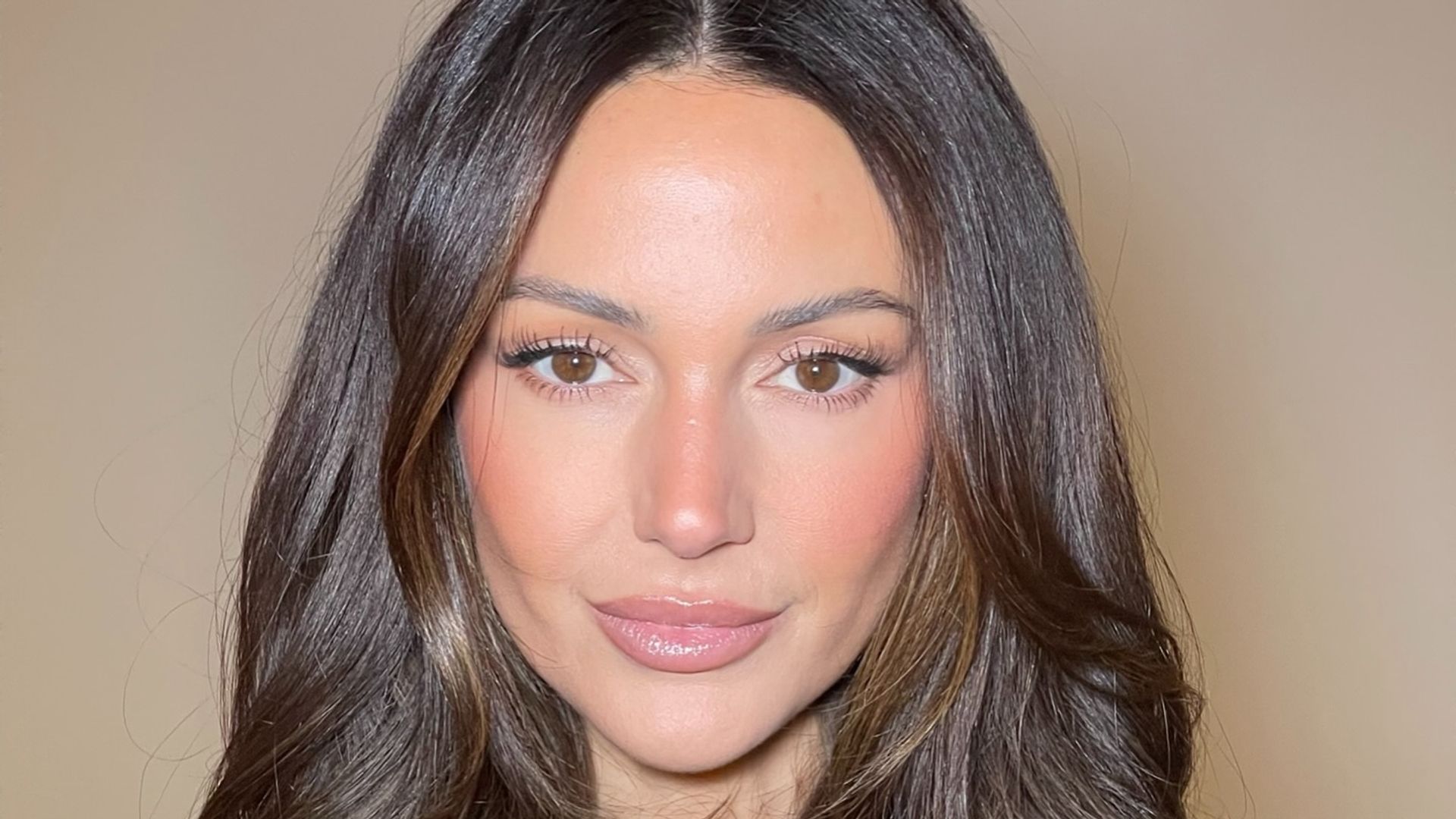 Michelle Keegan upclose weraing black top on Instagram