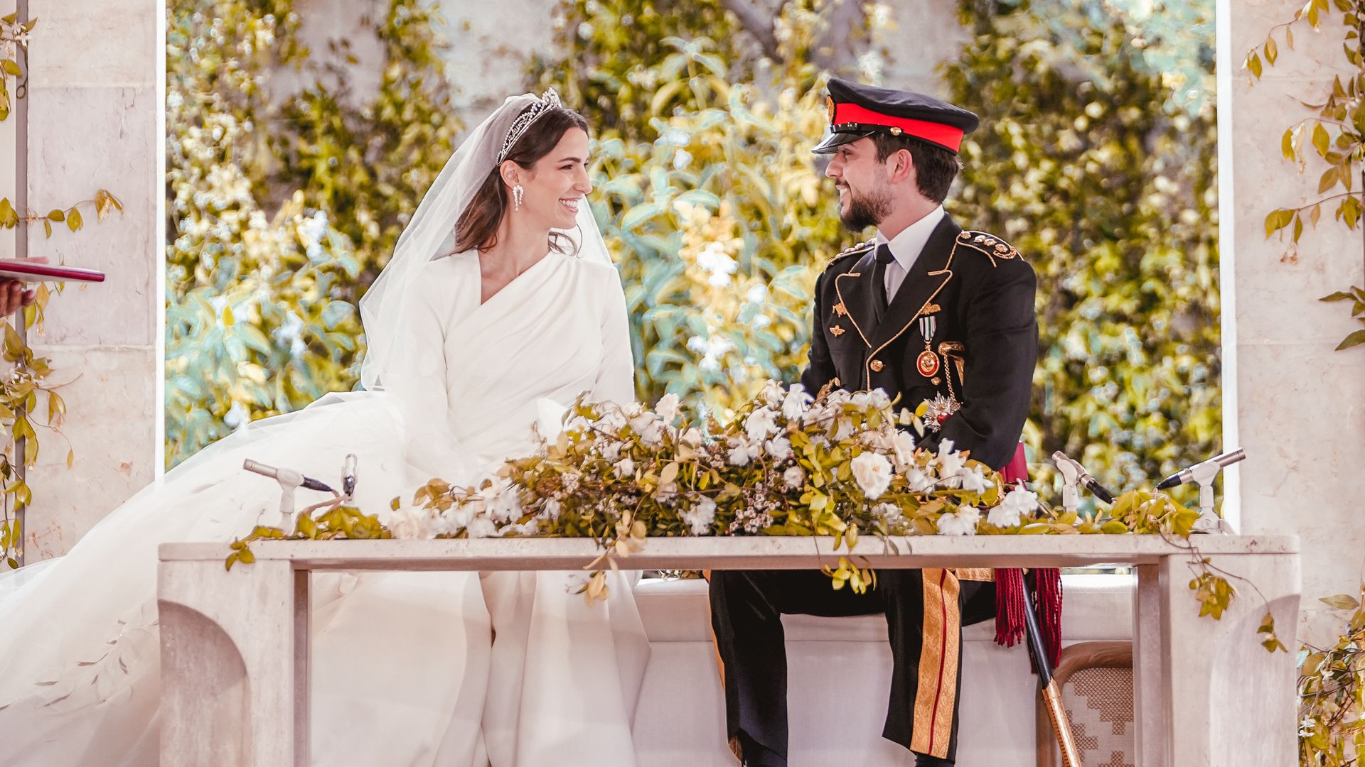 Prince Hussein and Princess Rajwa during their wedding 