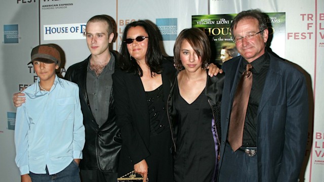 The Williams Family(right to left)Robin Williams, daughter Zelda, wife Marcia, son Cody and son Zac at the Tribeca Performing Arts Center in New York City, New York 