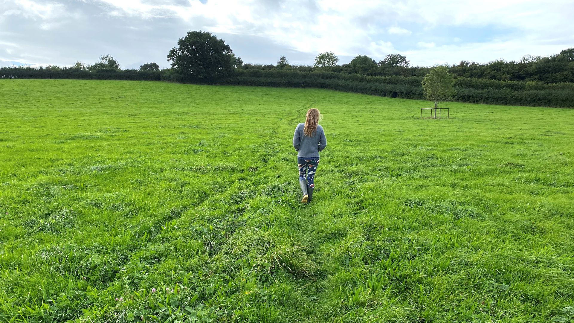 Woman walking in a field 