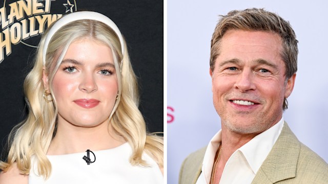 Lola Sheen and Brad Pitt split image