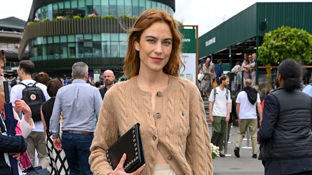 Alexa Chung, wearing Ralph Lauren, attends Wimbledon