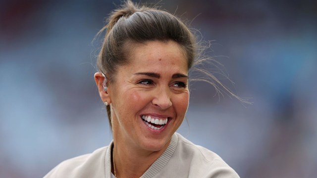 fara williams smiling with her hair in a ponytail