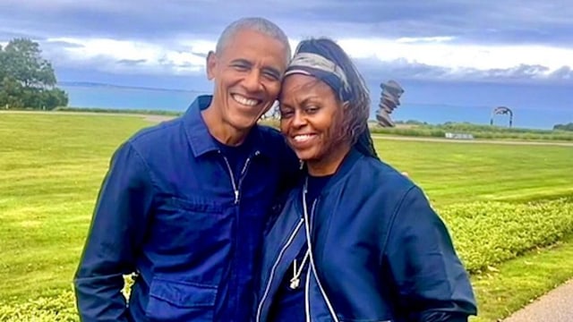 Photo posted by Barack Obama on Instagram October 3, 2023 where he is posing next to his wife Michelle Obama, commemorating the couple's 31st wedding anniversary.