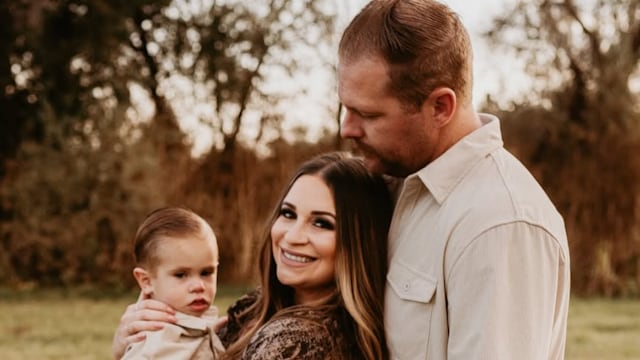 Photo shared on instagram by Lindsay Dewey of her son and husband