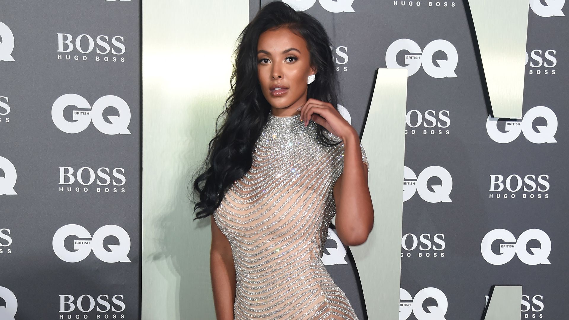 Maya Jama dazzles in sheer crystal-drip dress