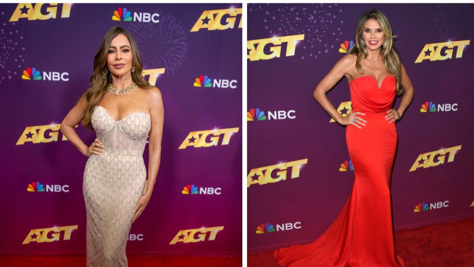 Heidi Klum and Sofia Vergara steal the show in plunging gowns on AGT winners' red carpet