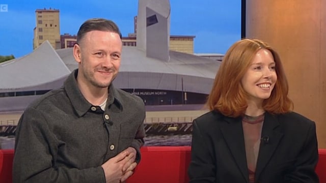 Kevin Clifton and Stacey Dooley on the BBC Breakfast sofa