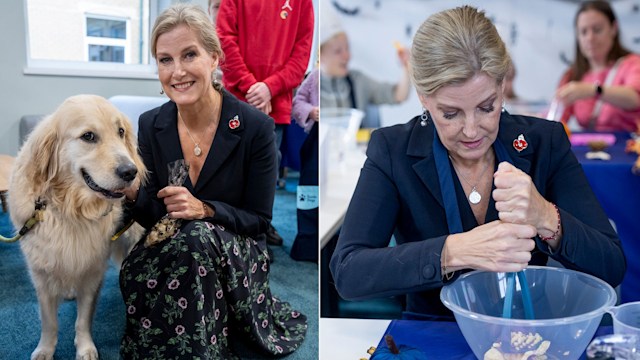 Duchess Sophie with dog and baking biscuits