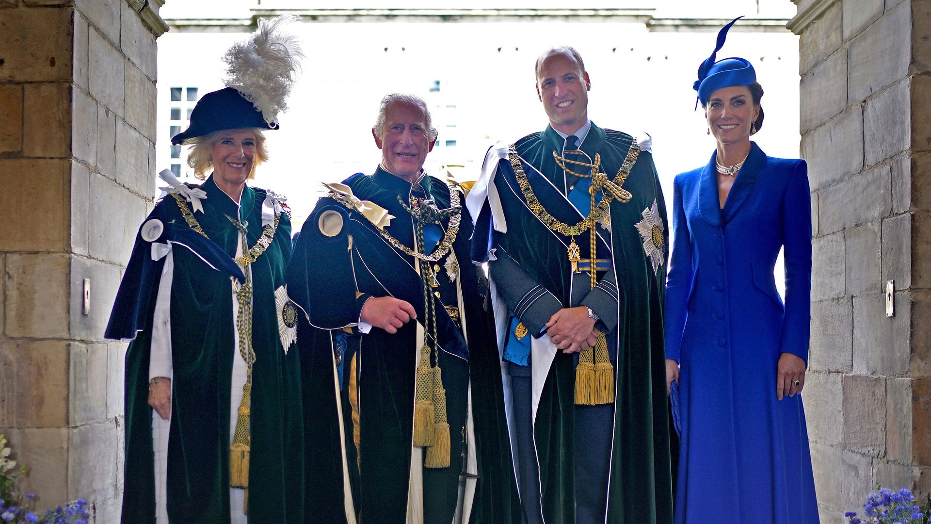 Camilla. Charles, William and Kate at Scottish coronation