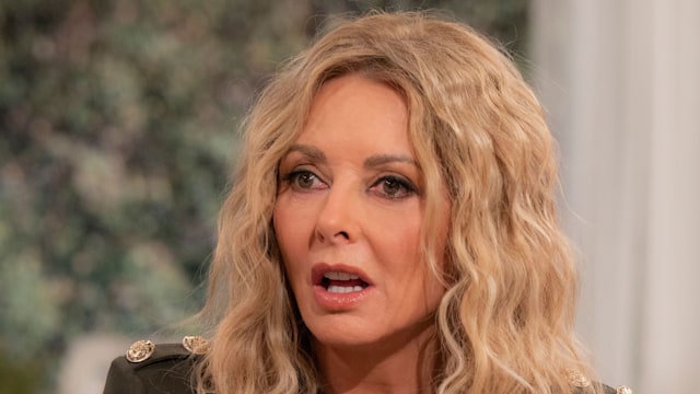 Carol Vorderman in a brown top on This Morning