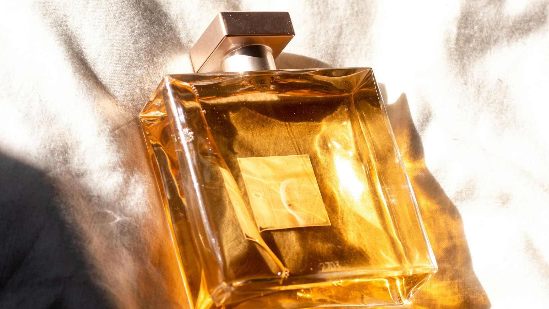 amber fragrance in a crystal bottle 