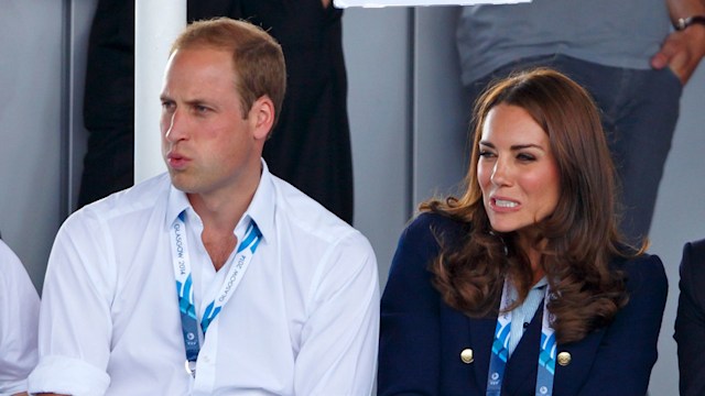 William and Princess Kate looking shocked watching sport