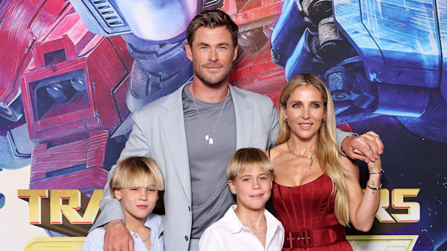 Chris Hemsworth, Elsa Pataky, Tristan Hemsworth and Sasha Hemsworth arrive at the "Transformers One" Australian Premiere at the IMAX Darling Harbour on September 11, 2024 in Sydney, Australia