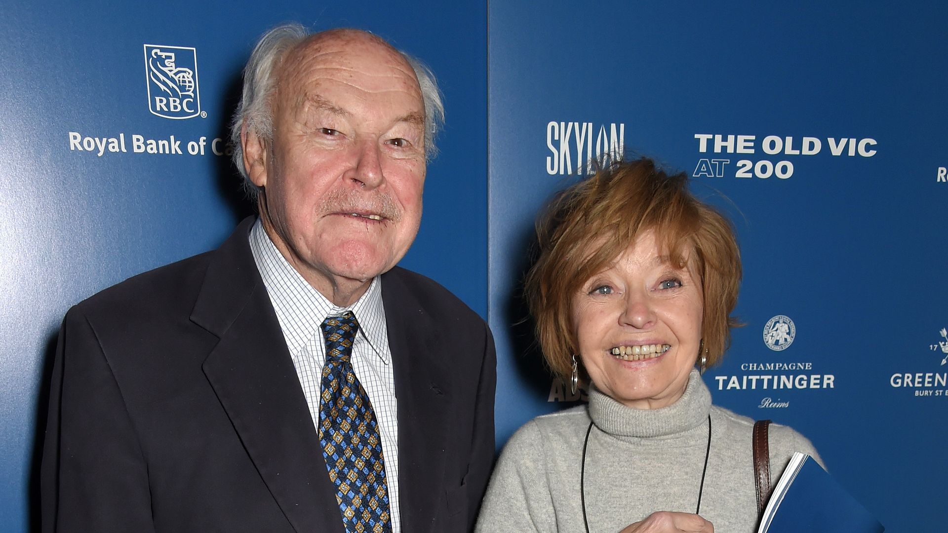 Timothy West standing with wife Prunella Scales