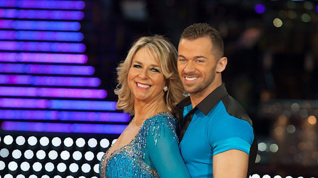 Fern Britton and Artem Chigvintsev attends a photocall ahead of the Strictly Come Dancing Live Tour at NIA Arena on January 17 2013 