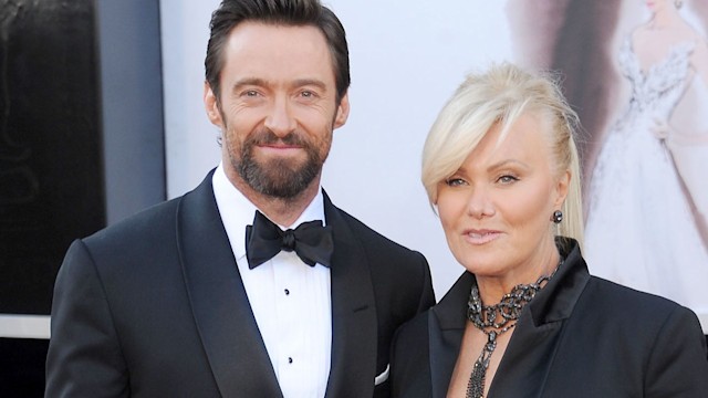 Hugh Jackman and wife Deborra-Lee Furness in matching suits on the red carpet