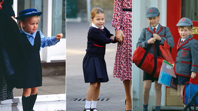 Princess Beatrice, Princess Charlotte, William and Harry on first days at school