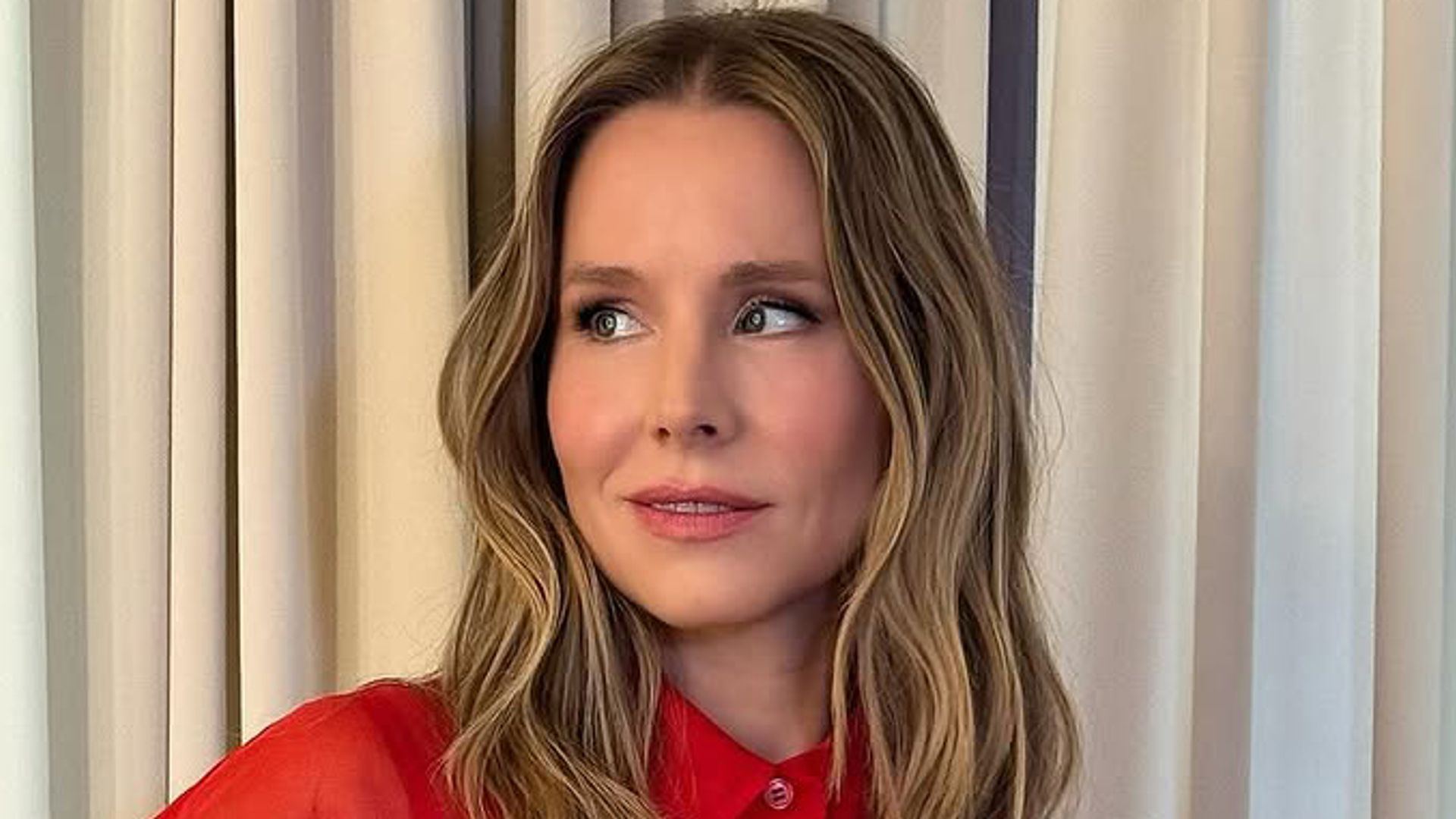 Kristen Bell wearing red